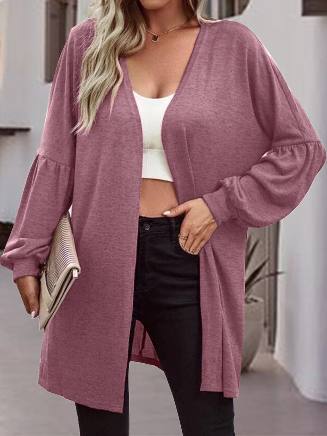 Open Front Long Sleeve Cardigan.