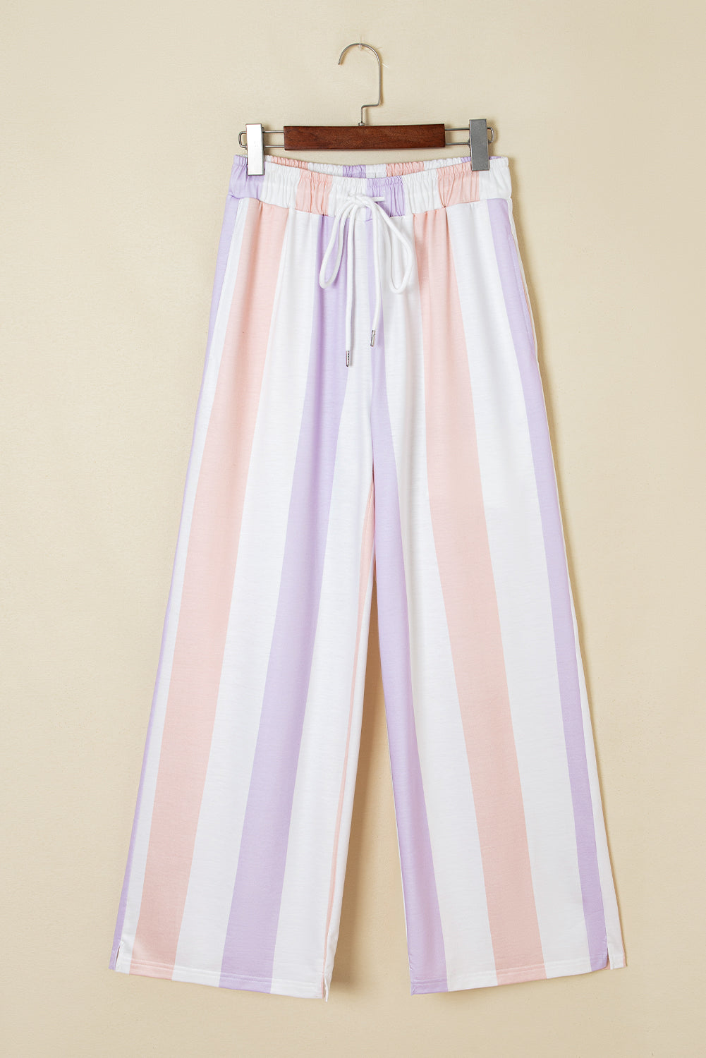 Purple Stripe Print Drawstring Loose Pants With Pockets Dear-Lover Dropshipping