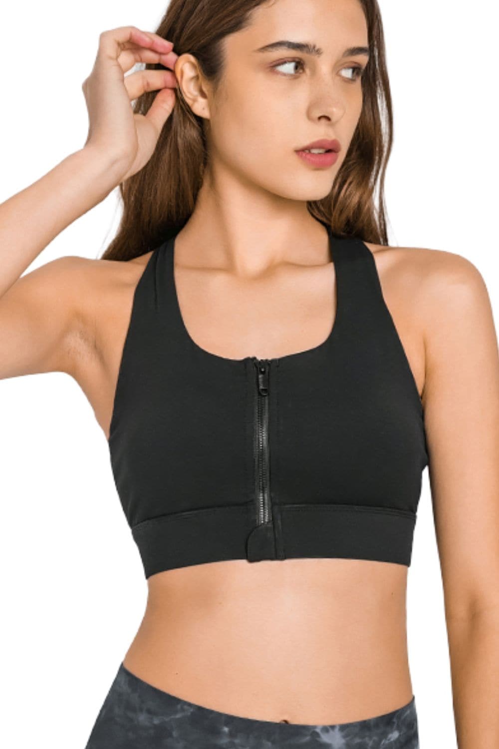 Zip Up Racerback Sports Bra.