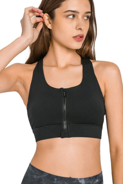 Zip Up Racerback Sports Bra.