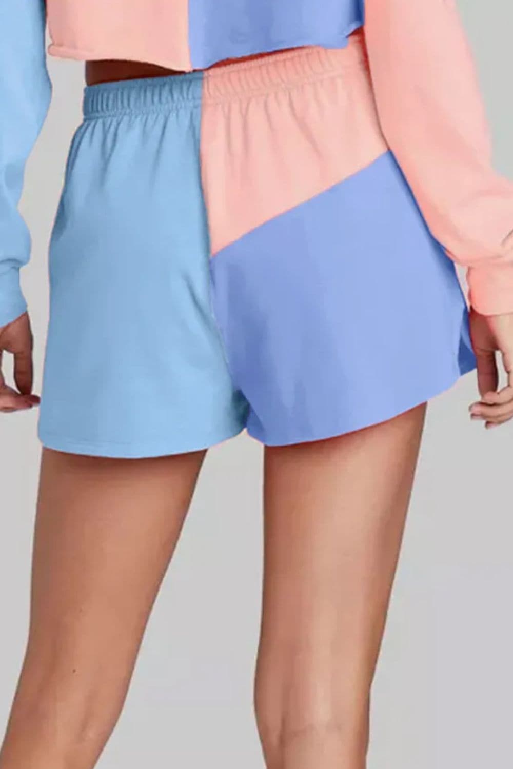 Stylish color block top and shorts ensemble