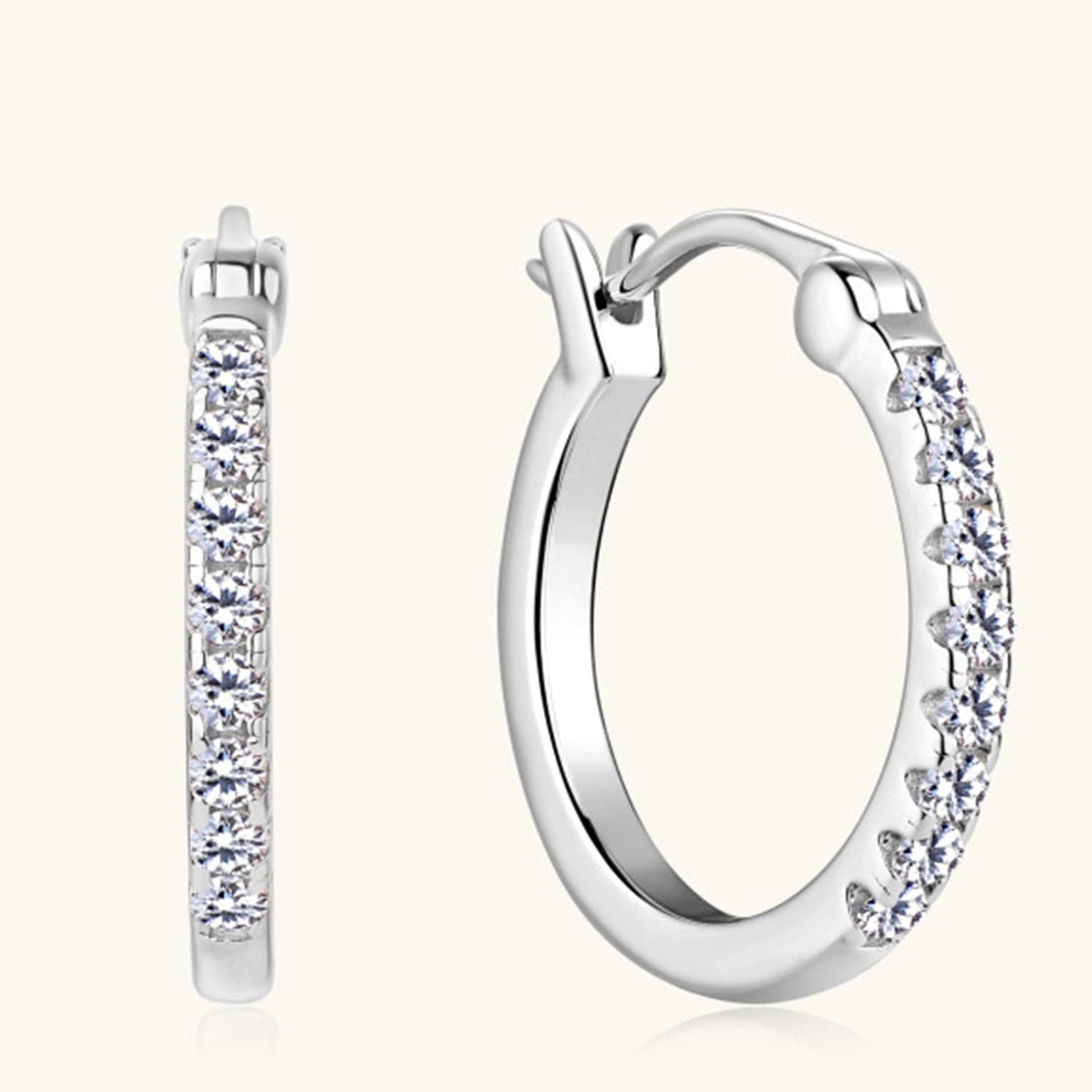 925 Sterling Silver Moissanite Huggie Earrings.