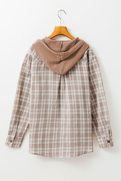 Ariella Checkered Loose Fit Buttoned Hooded Shacket - Love Salve 