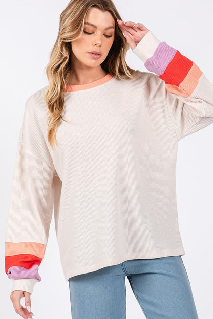 Sage + Fig color block top