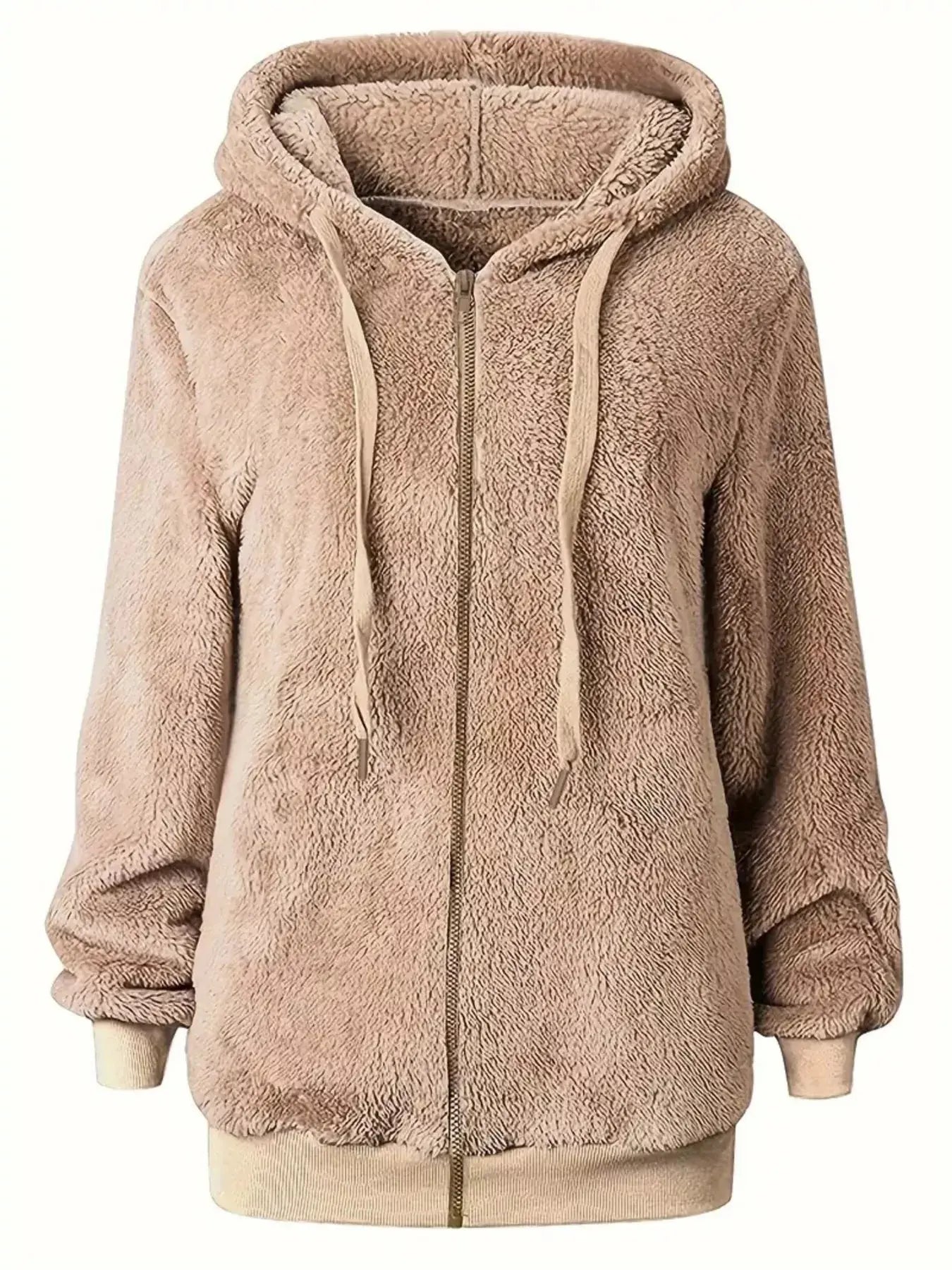 Fleece Zip-Up Drawstring Outerwear Simply Love
