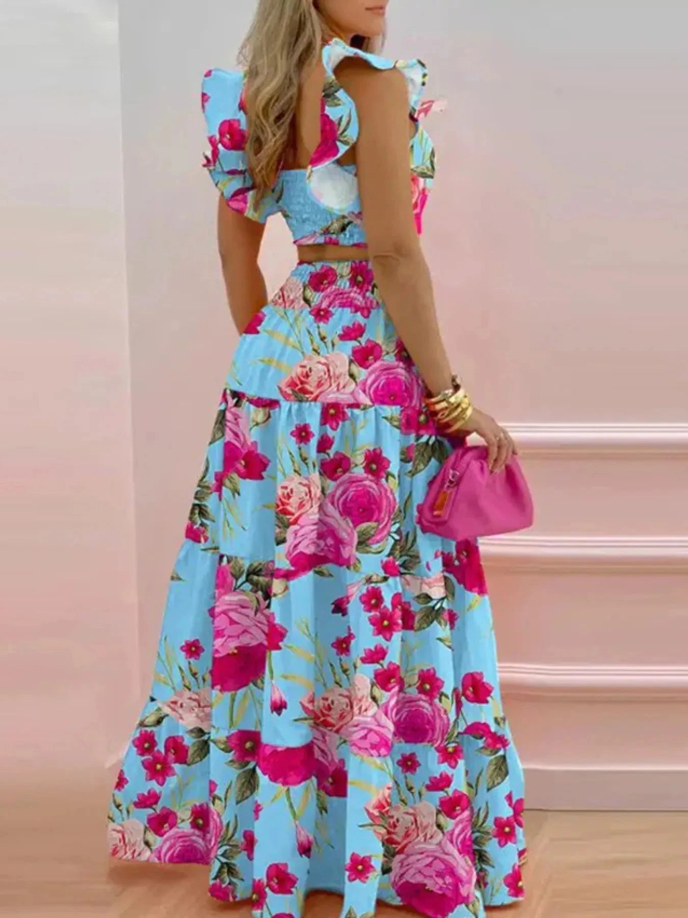 Full Size Ruffled Cami and Tiered Maxi Skirt Set Plus Size Coco’s Tee Boutique