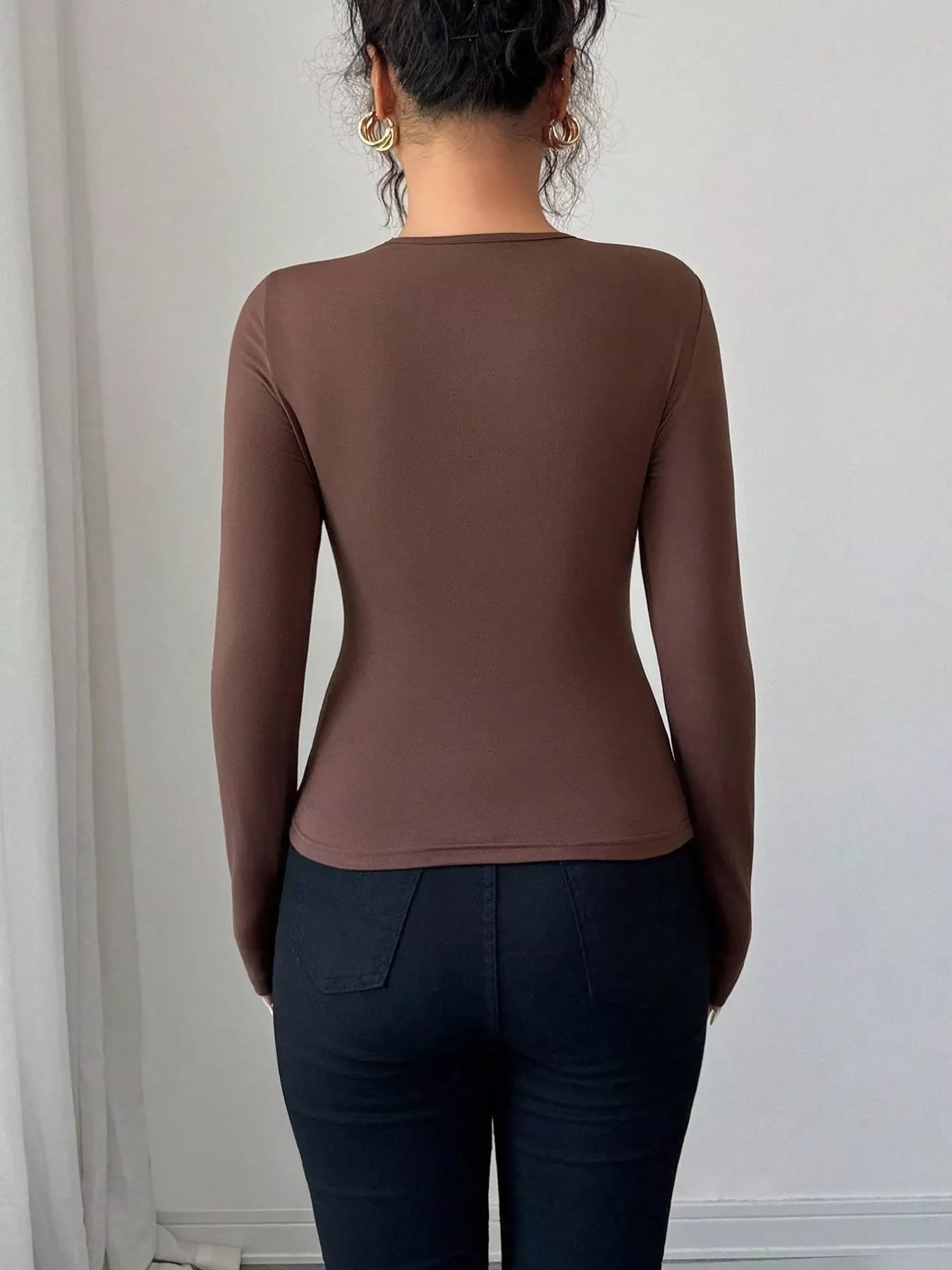 Twist Front Ring Detail Long Sleeve T-Shirt Simply Love