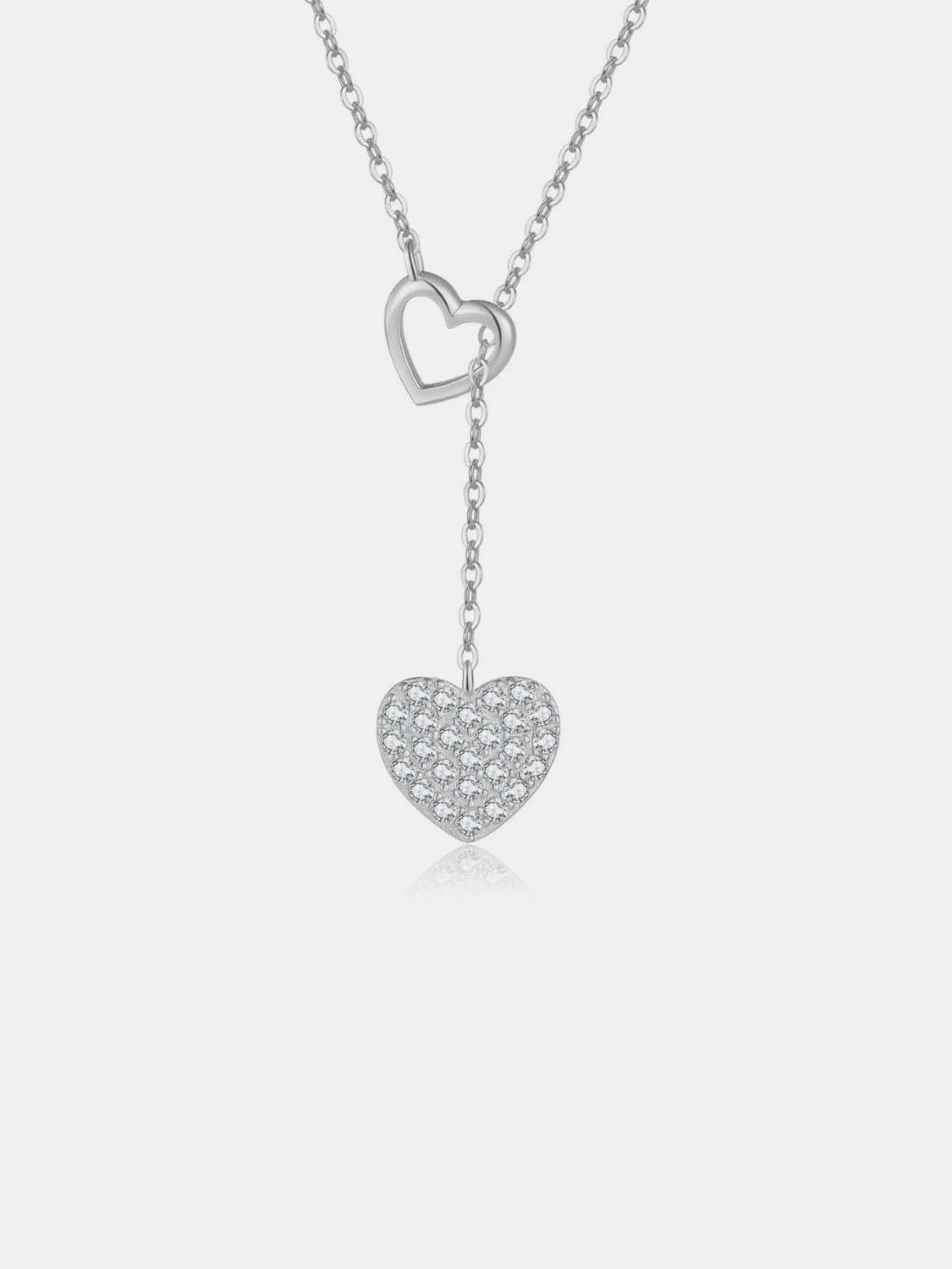 925 Sterling Silver Inlaid Zircon Heart Necklace.