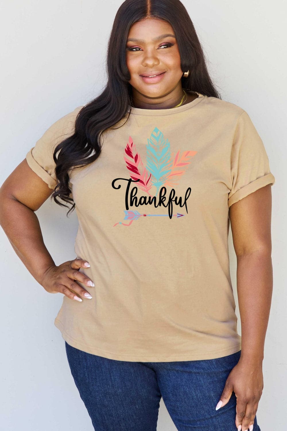 Simply Love Full Size THANKFUL Graphic T-Shirt.