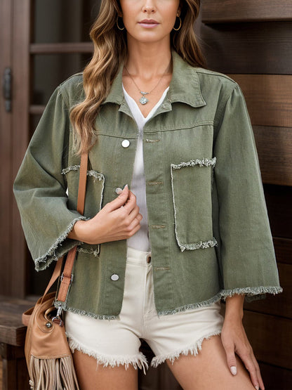 Chic Raw Hem Denim Jacket