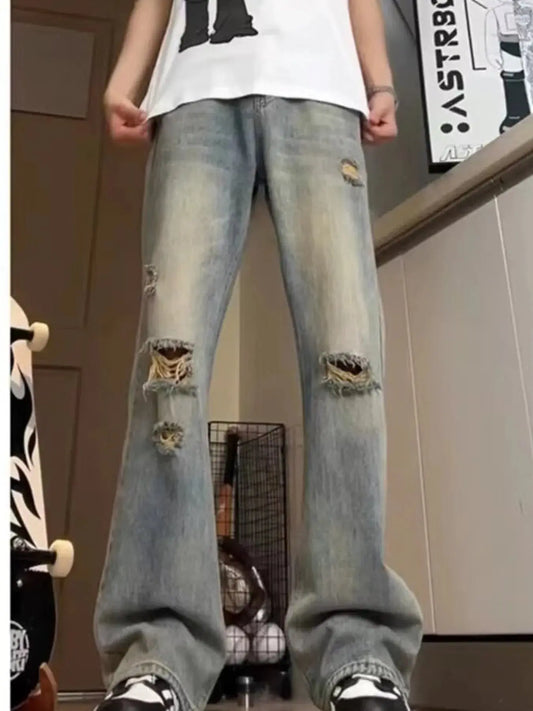 Men's Full Size Distressed Wide Leg Jeans Plus Size Simply Love