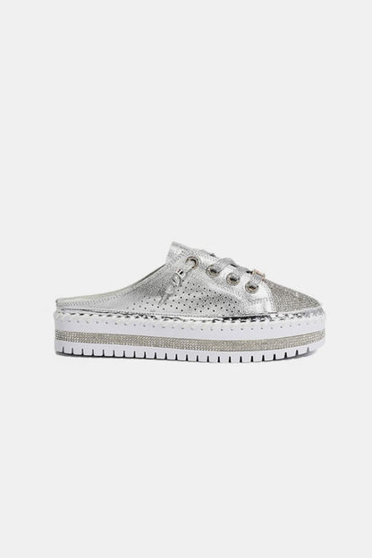 Rhinestone slip-on platform shoes