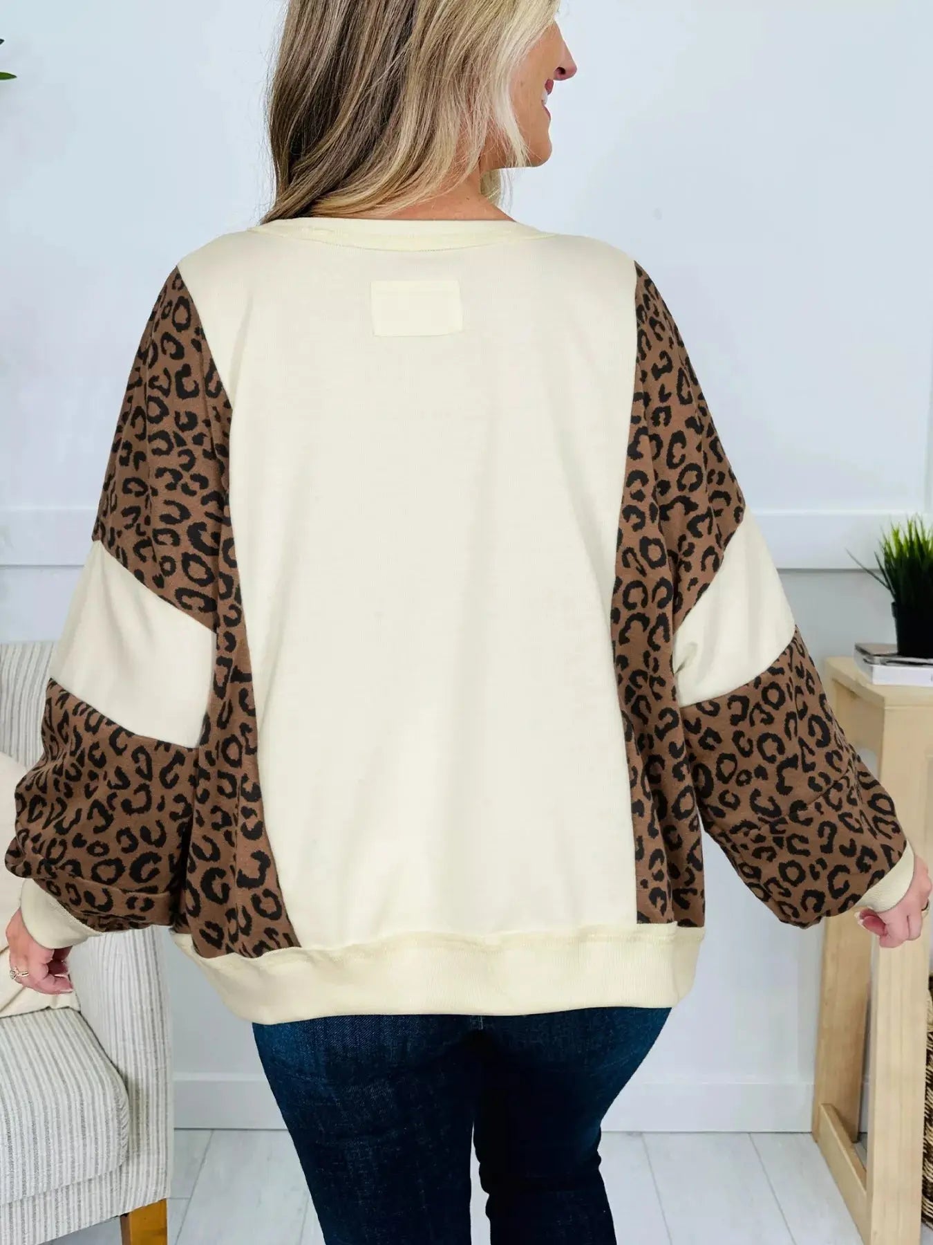 Leopard Round Neck Sweatshirt Simply Love