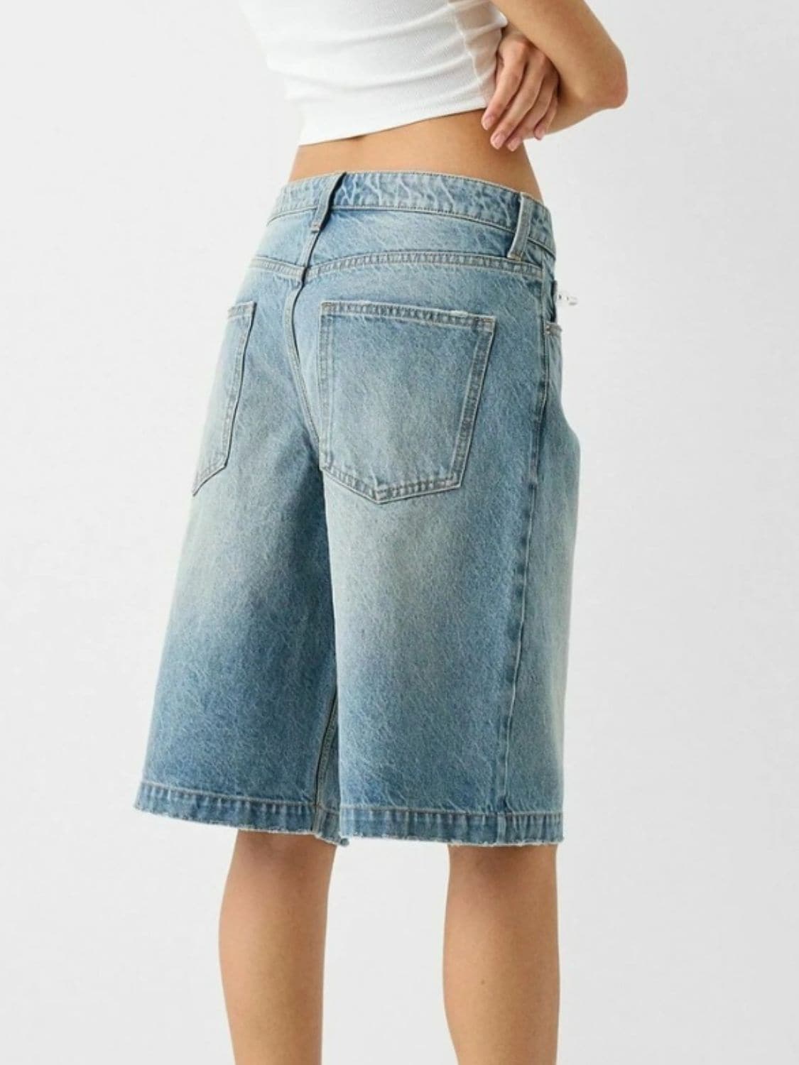 High Waist Denim Shorts with Pockets.