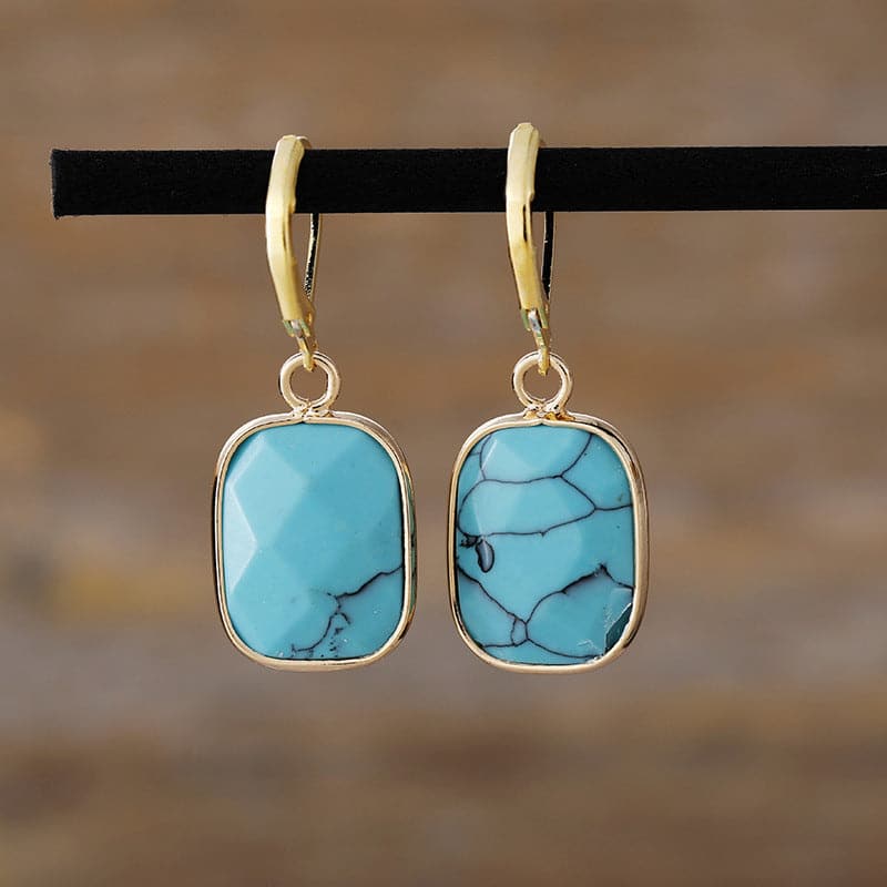 Copper Natural Stone Dangle Earrings.