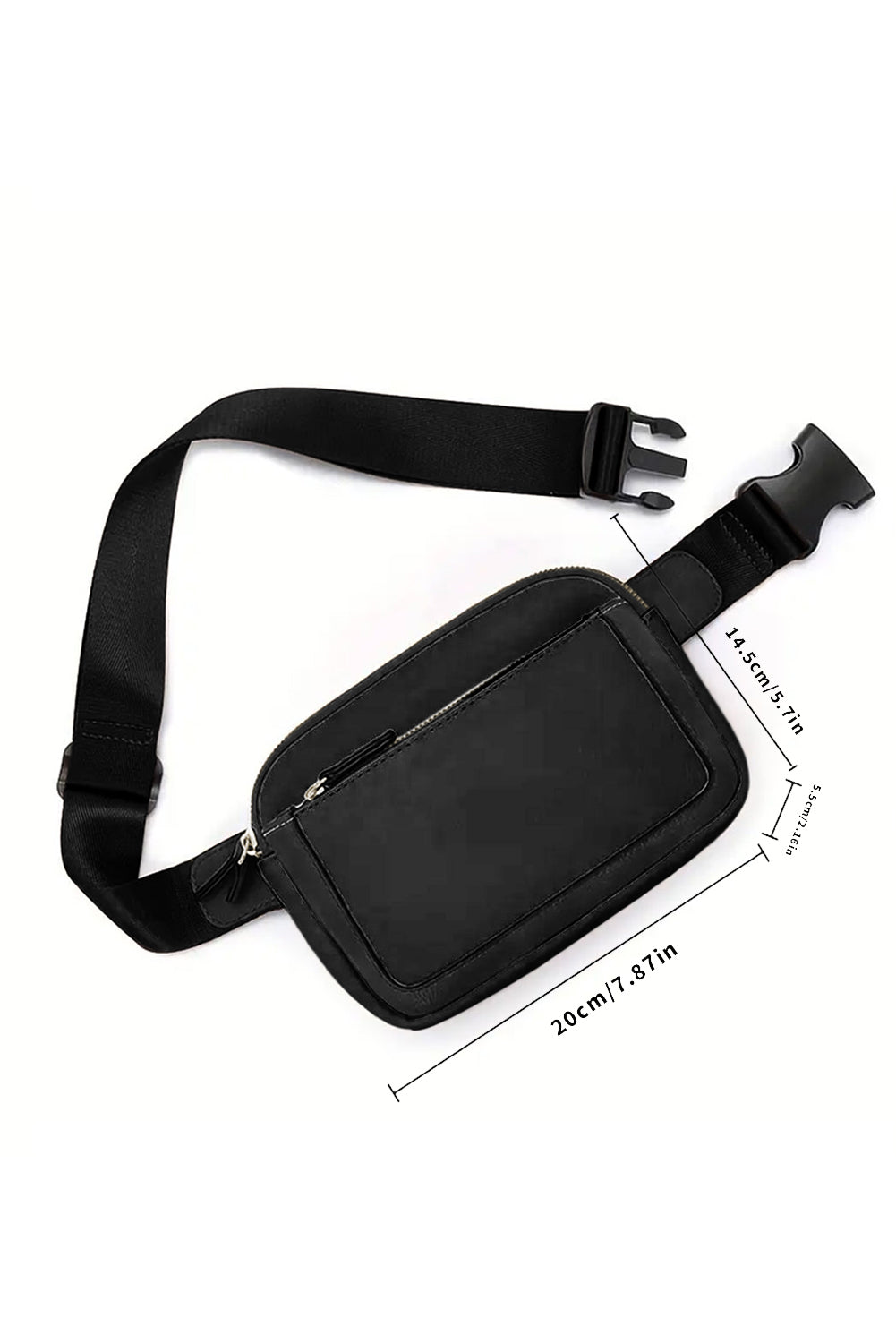 Sleek black crossbody bag with multiple zip compartments