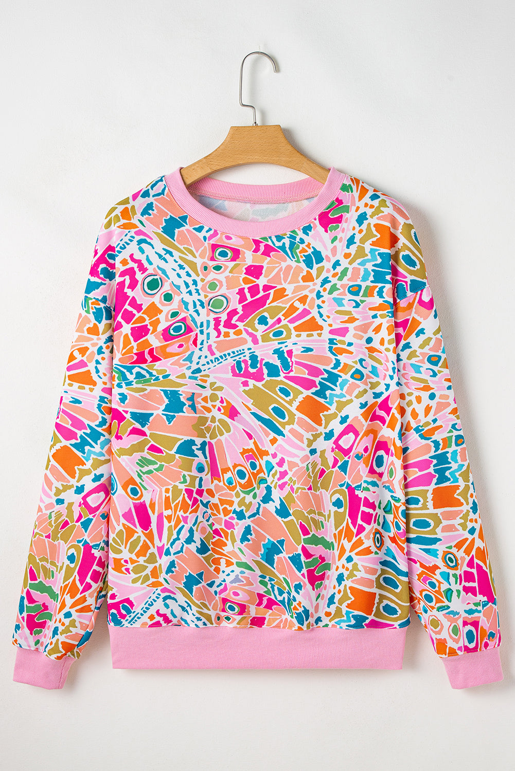 Trendy pink abstract sweatshirt