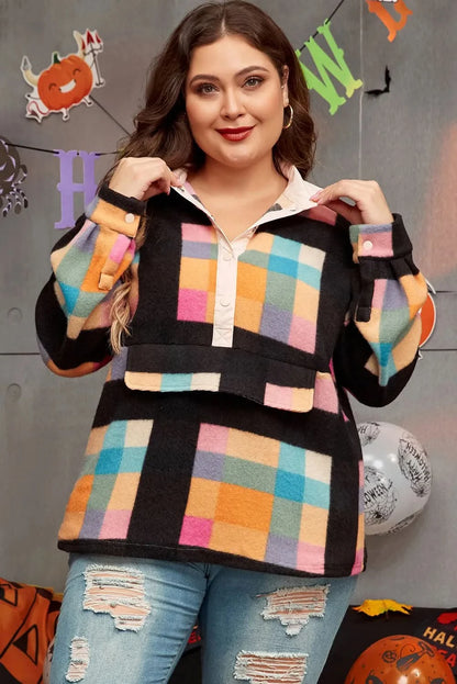 Chic Plus Size Color Block Sweatshirt