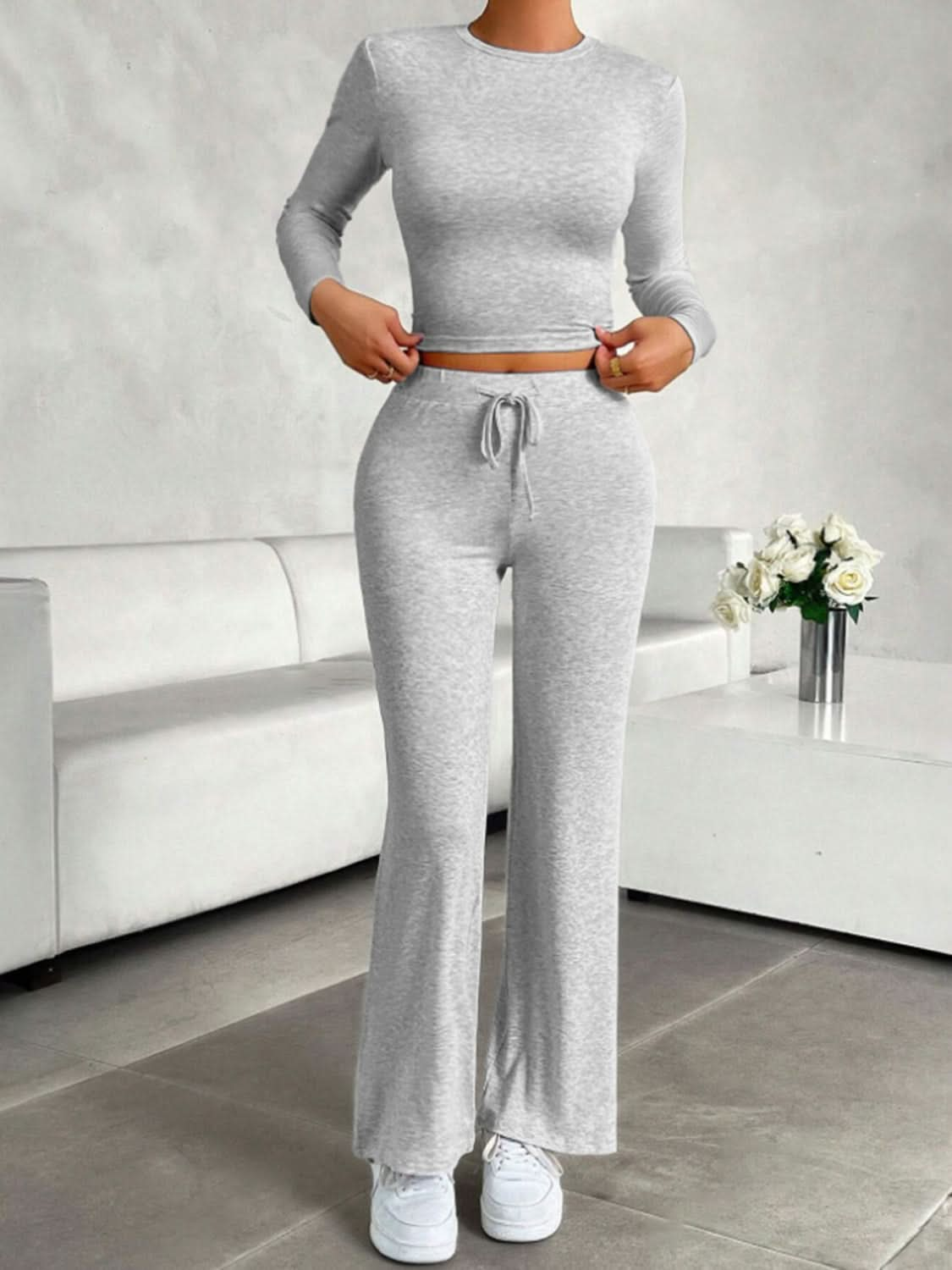 Casual Chic Long Sleeve Top and Jogger Pants Ensemble