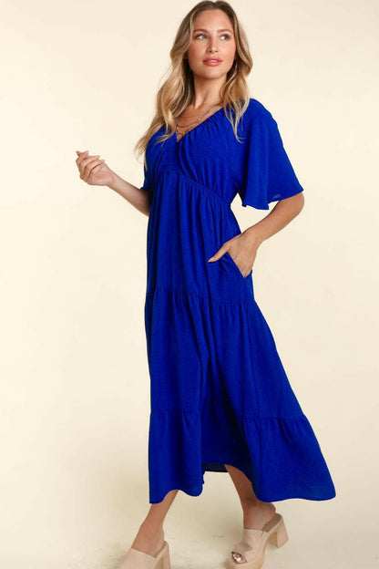 Haptics Tiered Babydoll Maxi Dress with Side Pocket.