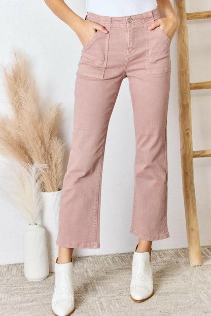 RISEN Full Size High Rise Ankle Flare Jeans.