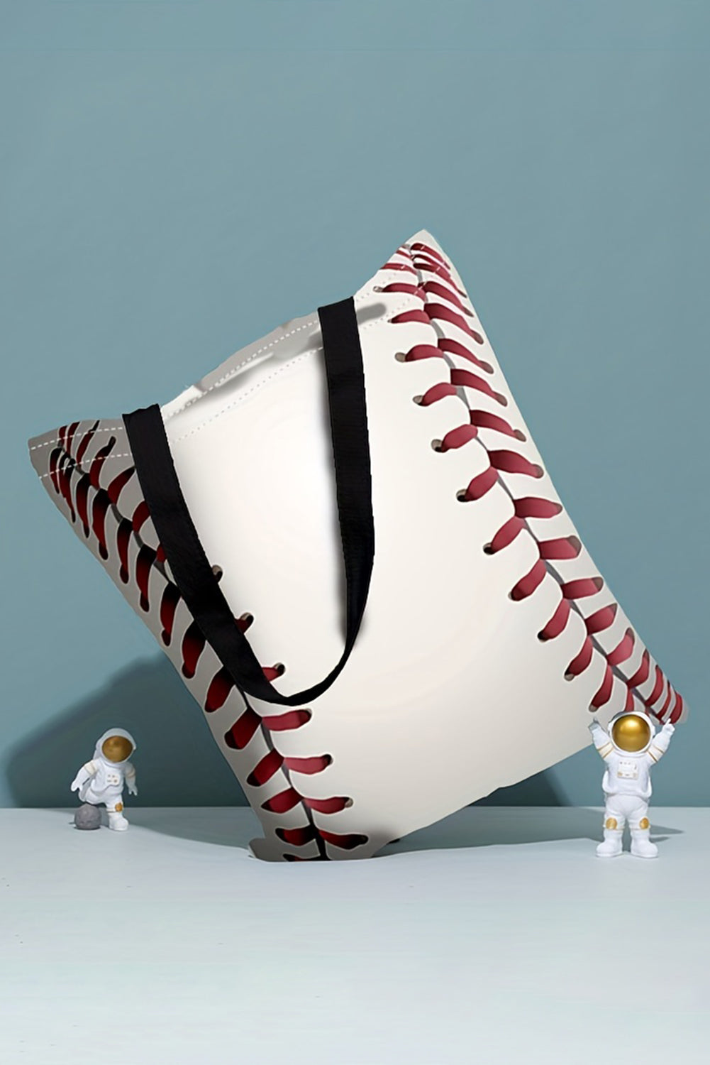 Sporty canvas tote bag with baseball print