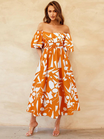 Printed Off-Shoulder Balloon Sleeve DressStep into Style with our Printed Off-Shoulder Balloon Sleeve Dress
 
 
Chic and Trendy: Elevate your wardrobe with this stylish off-shoulder dress featuring balloon Love Salve -Shoulder Balloon Sleeve DressColor