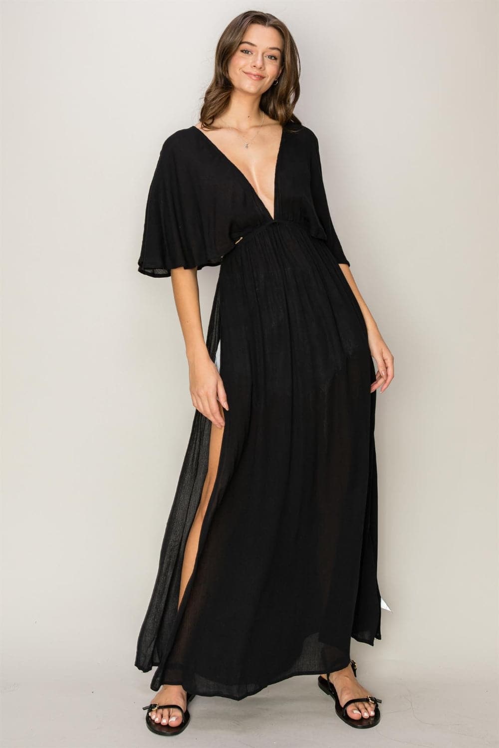 HYFVE Tie Back Maxi Split Cover Up Dress.