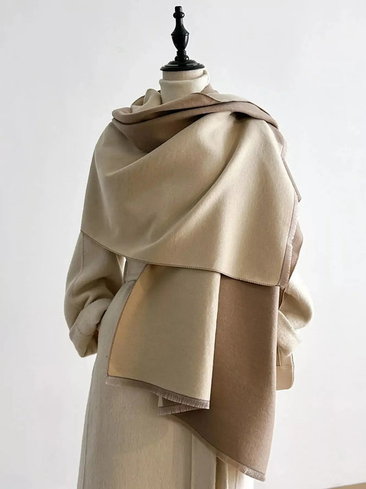 Two-Tone Raw Hem Scarf Simply Love