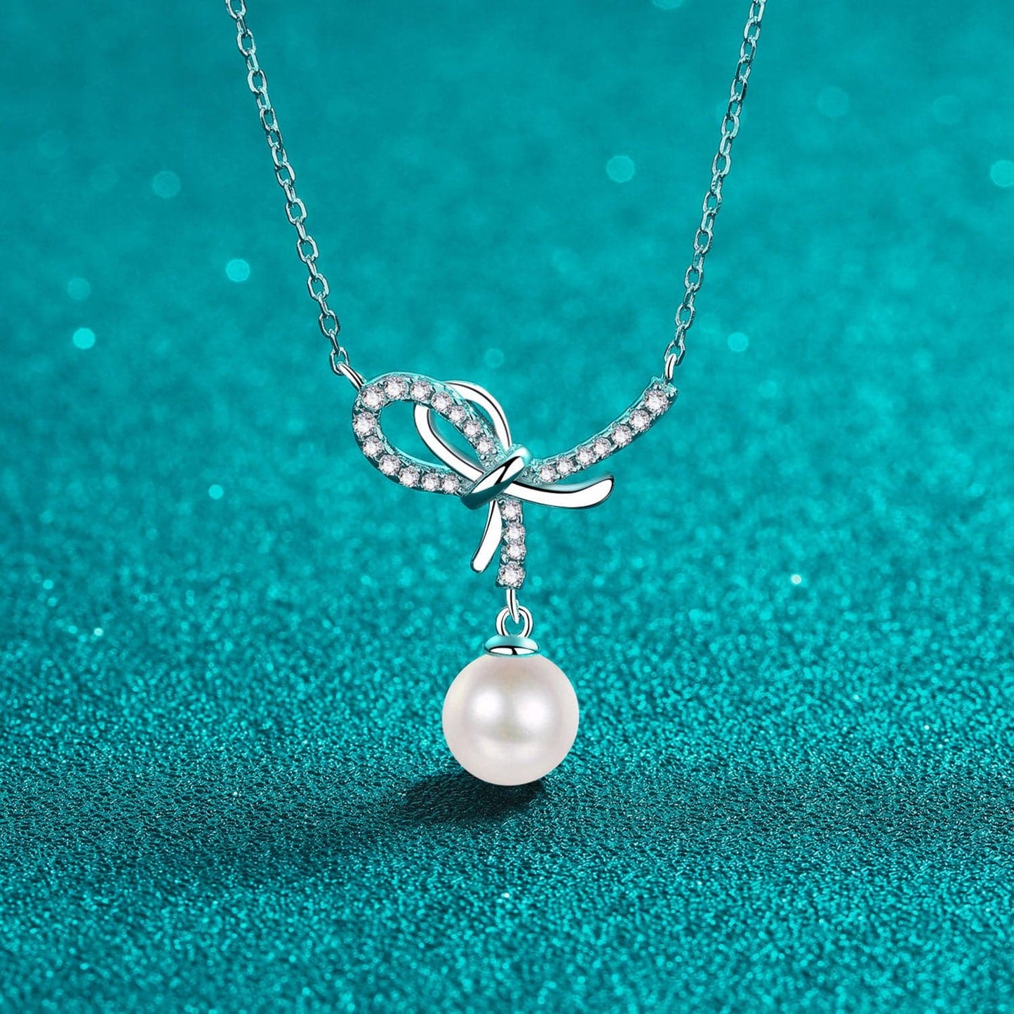 Natural Pearl Pendant Moissanite 925 Sterling Silver Necklace.