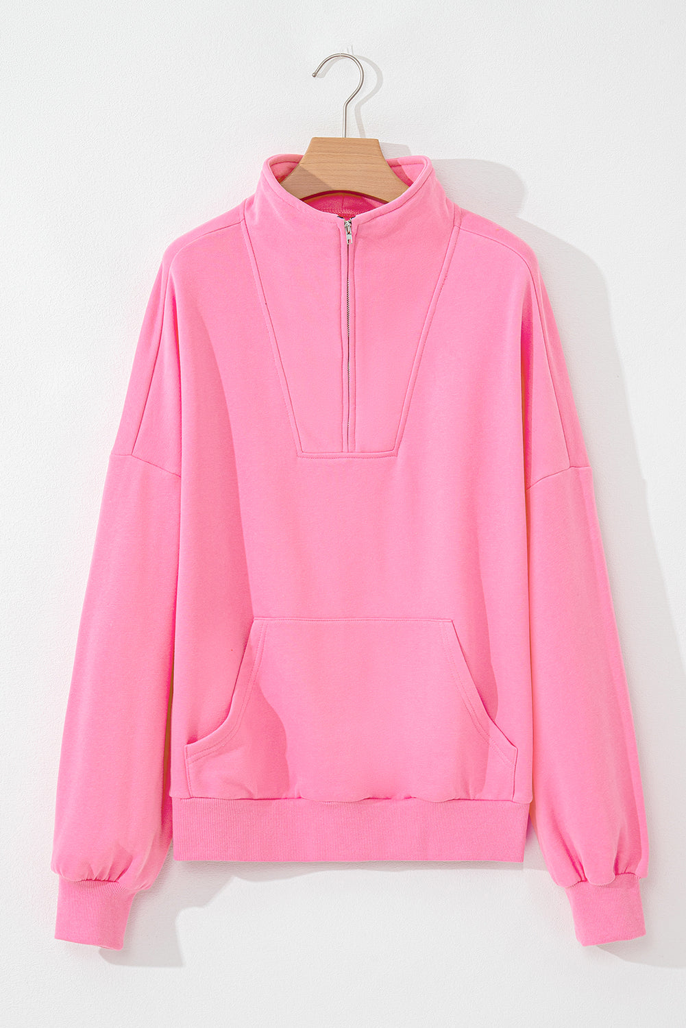 Cozy bonbon zip-up sweatshirt with kangaroo pockets