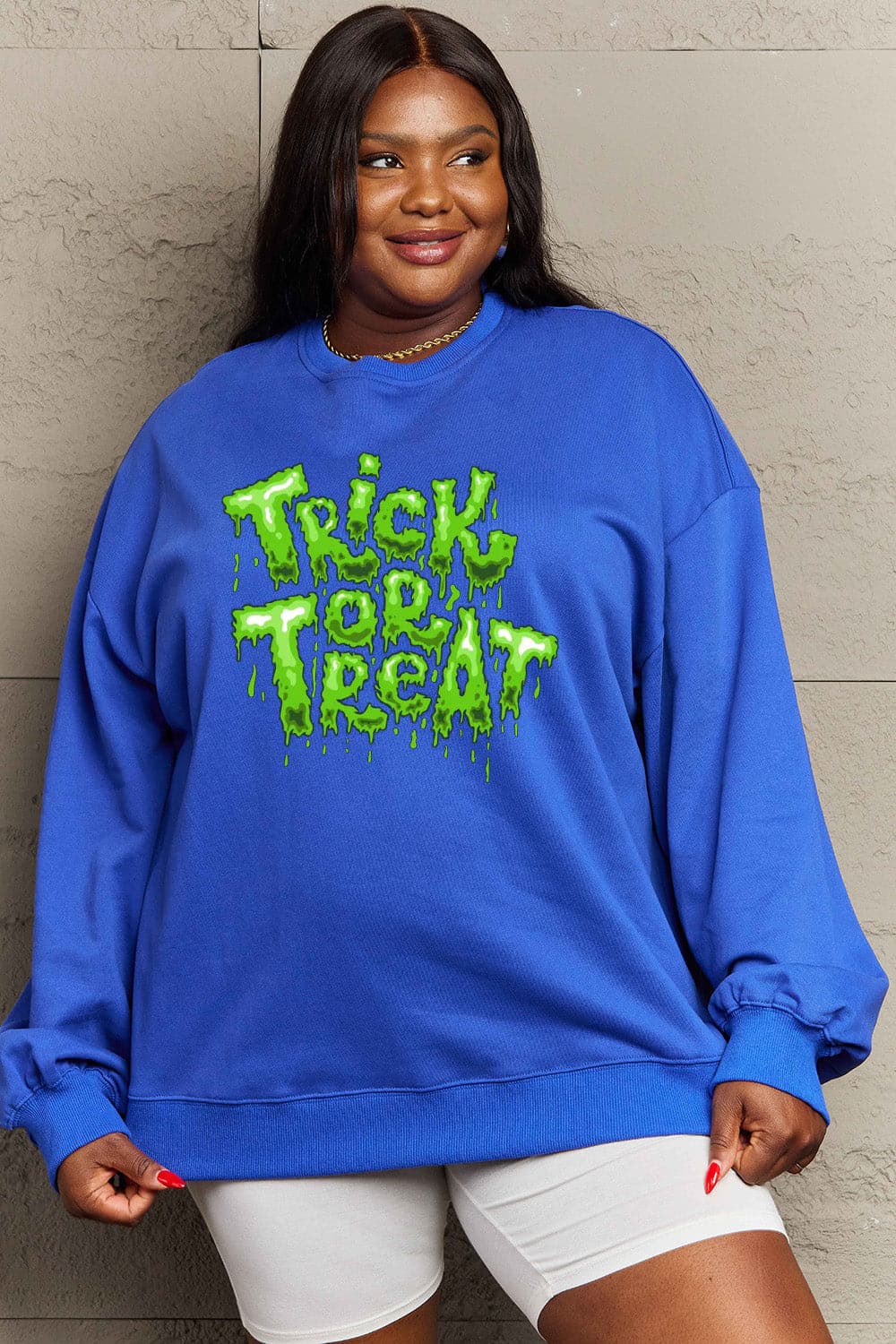 Simply Love Full Size TRICK OR TREAT Graphic Sweatshirt.