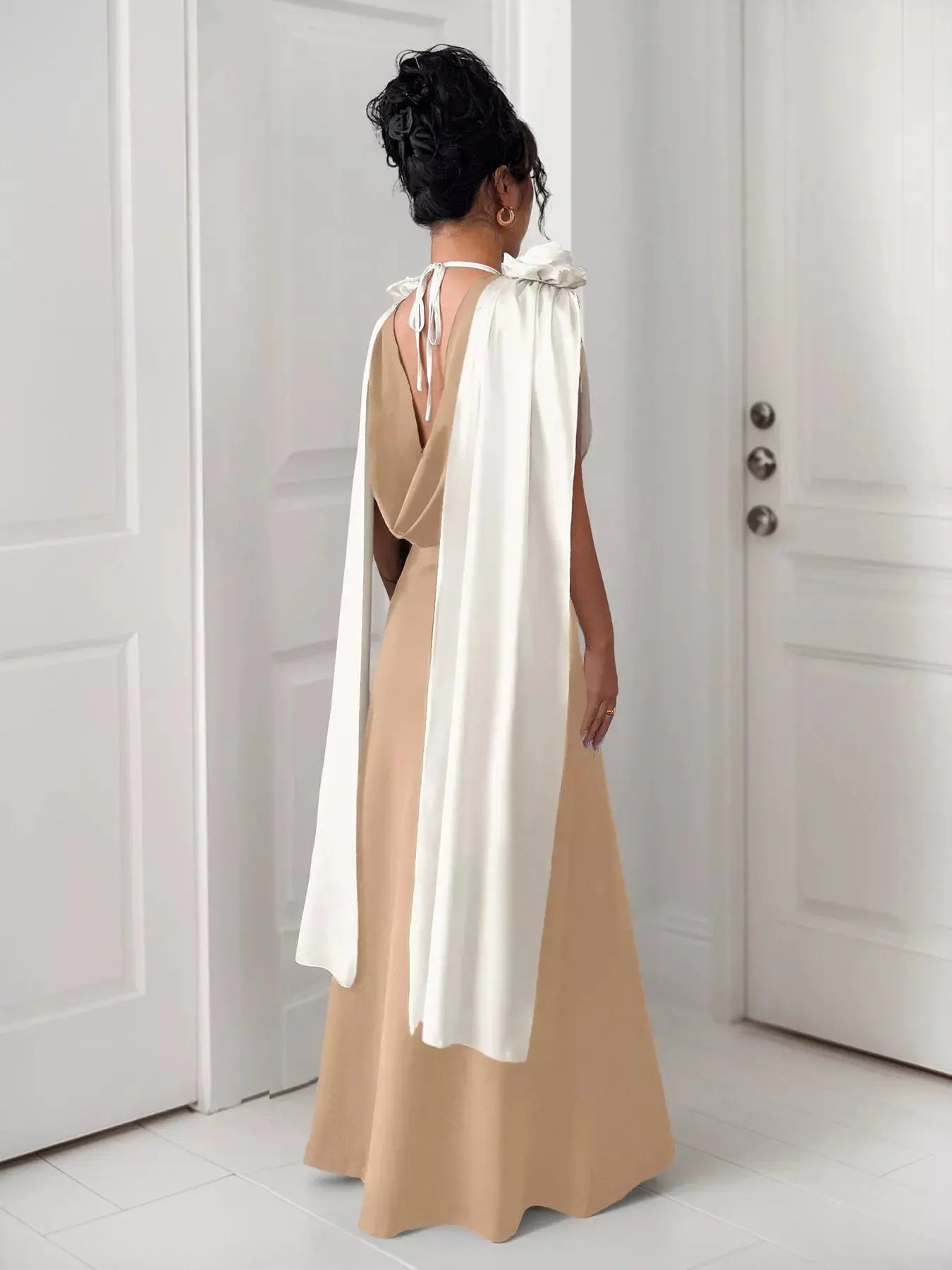 Floral Applique Two Tone Maxi Dress Simply Love