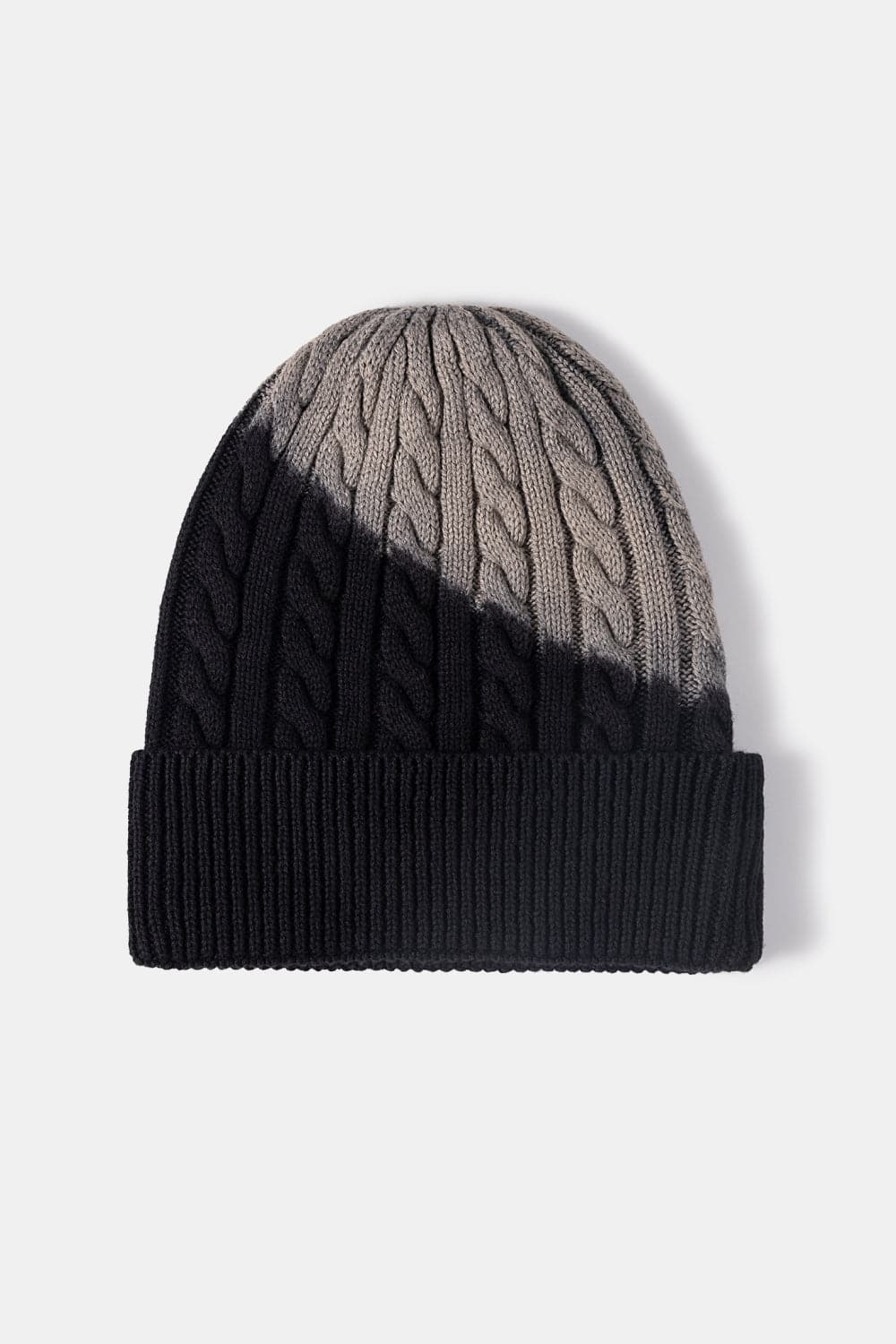 Contrast Tie-Dye Cable-Knit Cuffed Beanie.