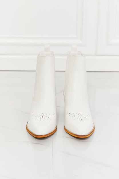 MMShoes Love the Journey Stacked Heel Chelsea Boot in White.