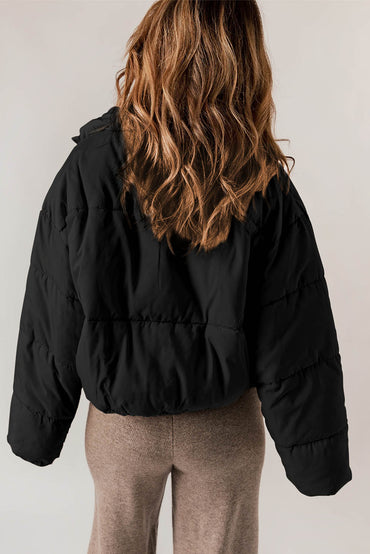 Sleek black winter puffer coat