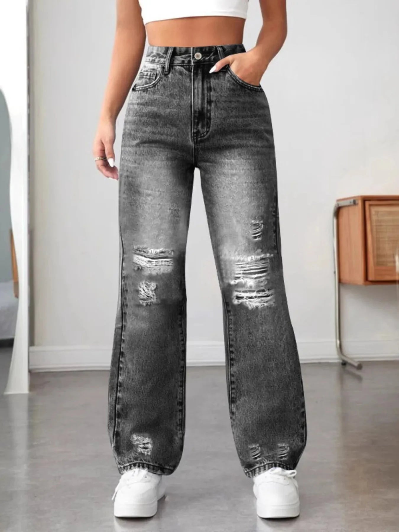 Distressed High Waisted Jeans Coco’s Tee Boutique
