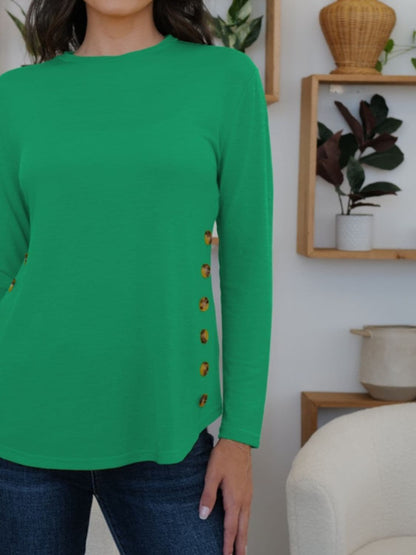 Elegant long sleeve tee with buttons