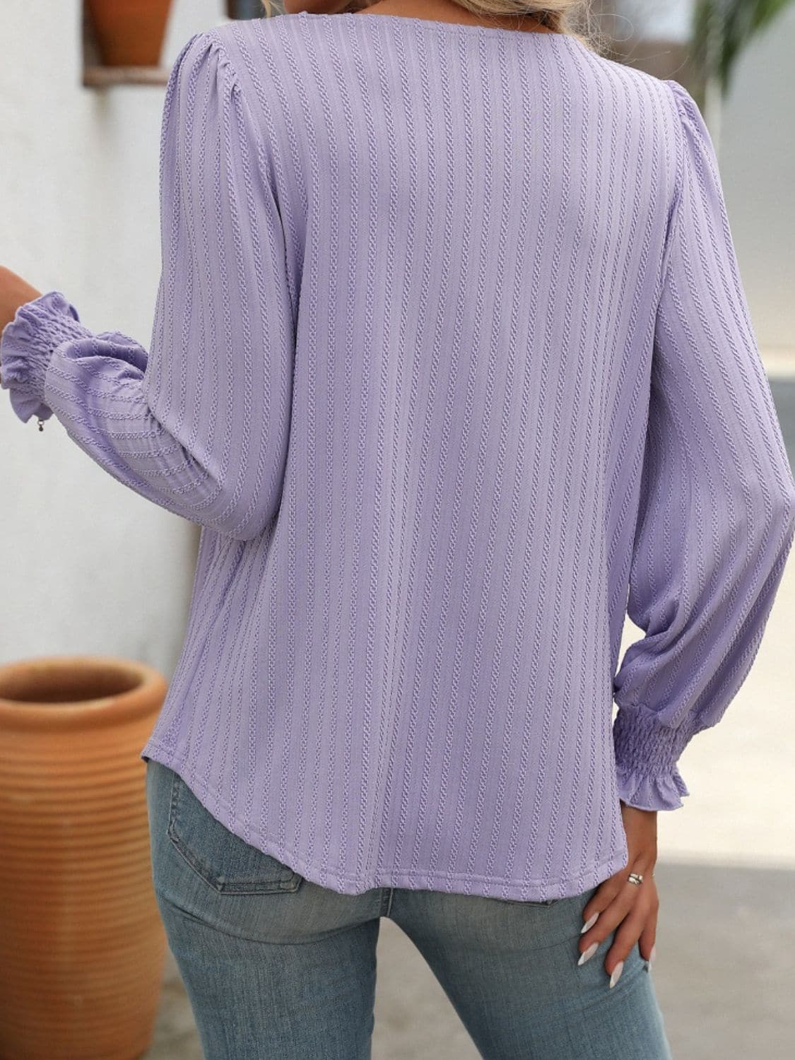 Square Neck Long Sleeve Top.