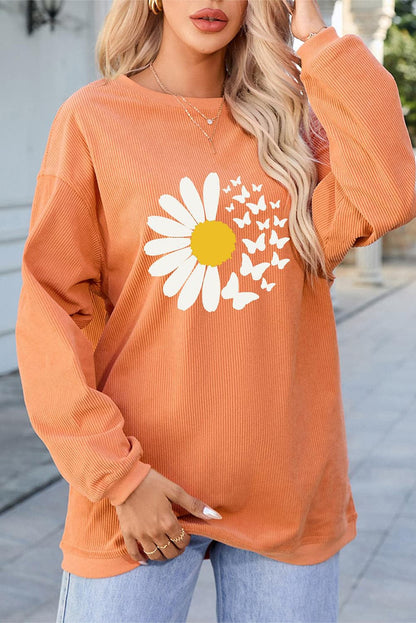 Graphic Round Neck Long Sleeve Sweatshirt.