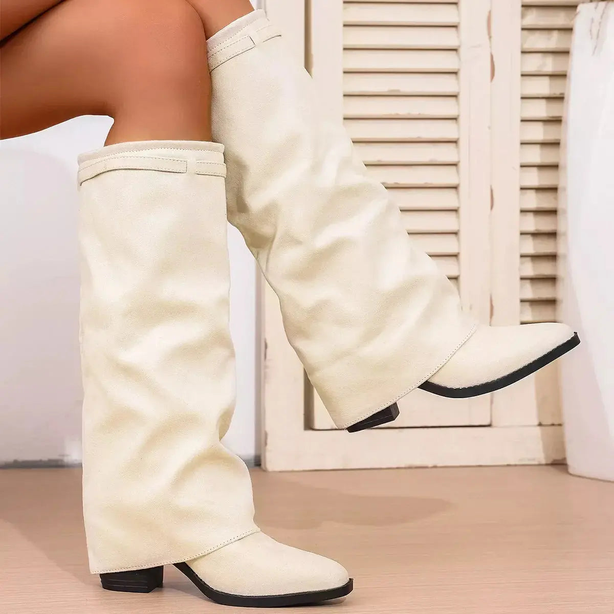 Point Toe Block Heels Boots Simply Love