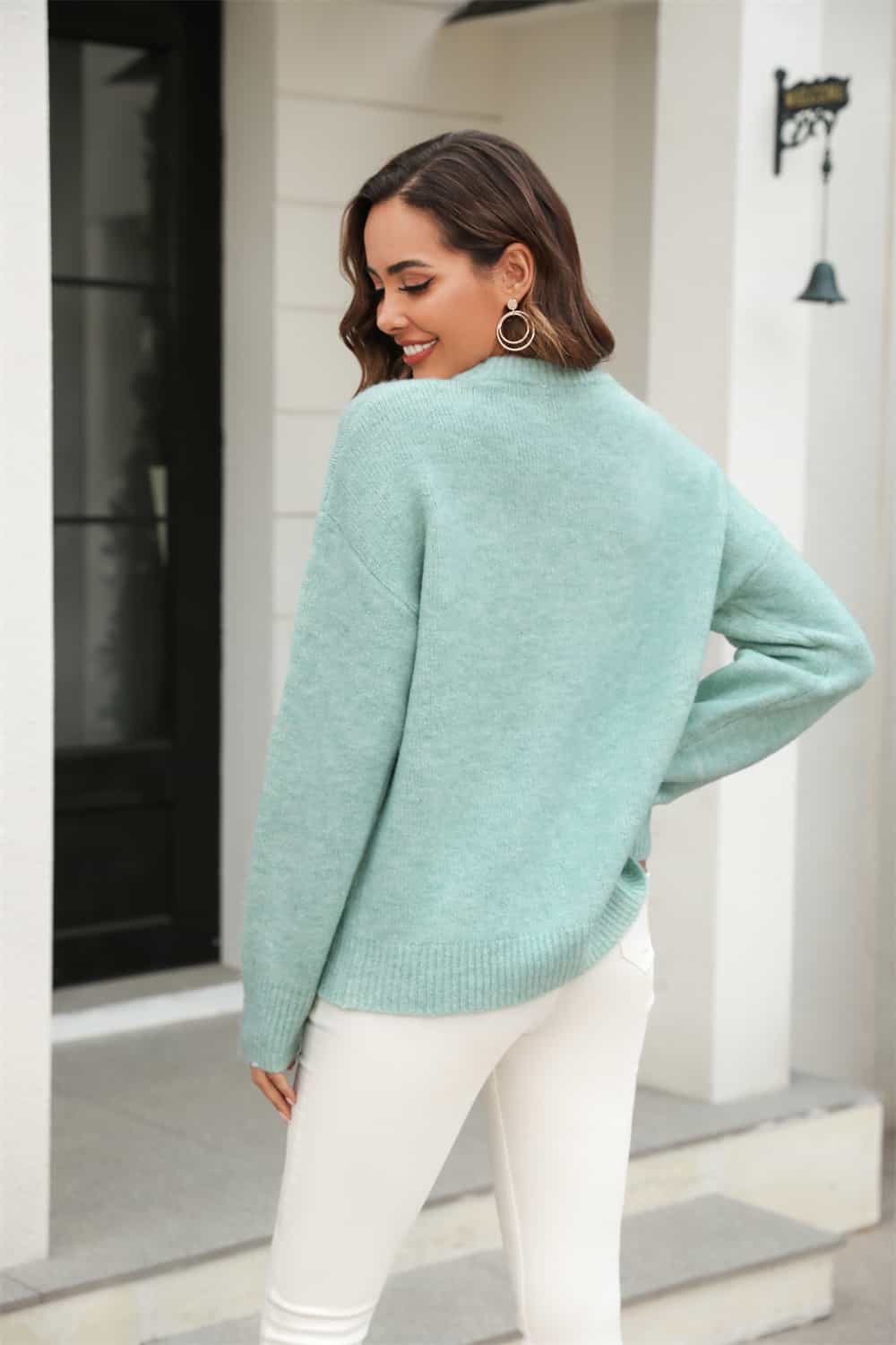 Angel Wings Round Neck Ribbed Long Sleeve Sweater Coco’s Tee Boutique