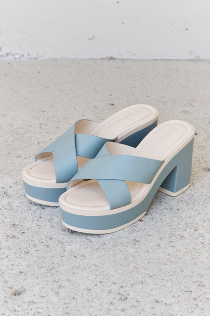 Weeboo Cherish The Moments Contrast Platform Sandals in Misty Blue.