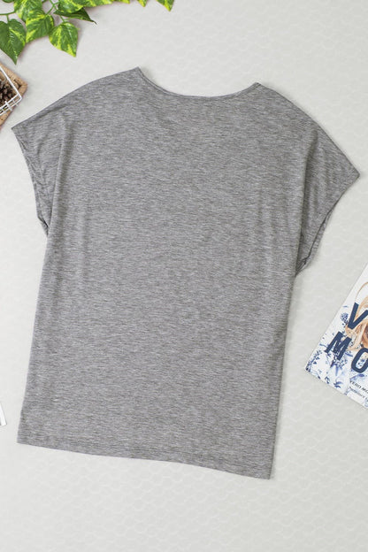 Heathered V-Neck Short Sleeve T-Shirt.