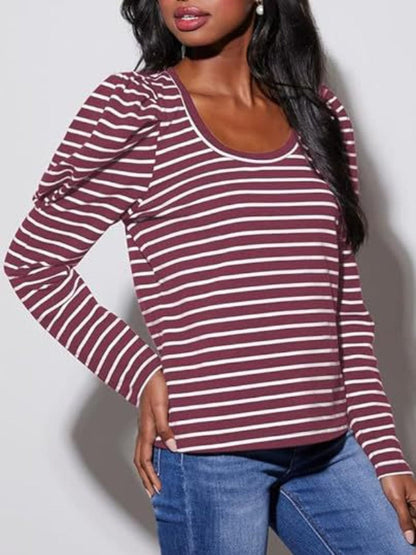 Stylish striped long sleeve tee for versatile fashion