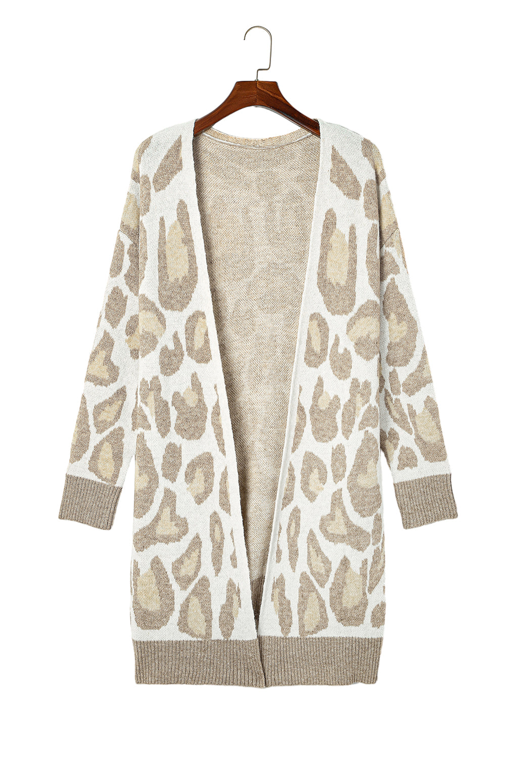 Chic beige plus size leopard print cardigan for effortless style