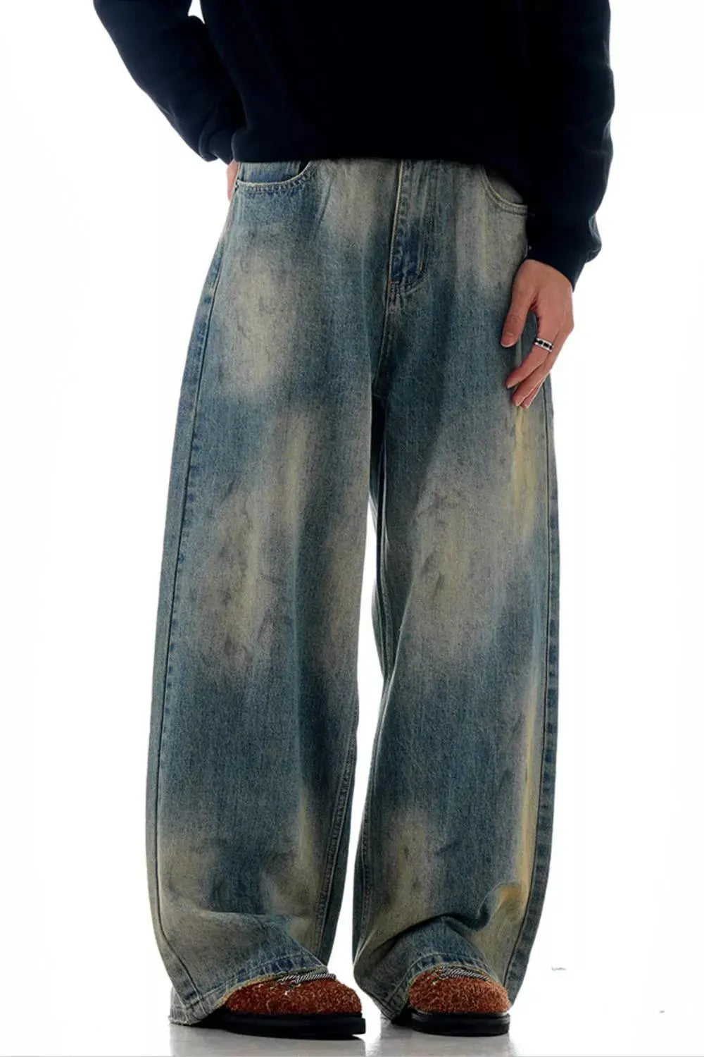 Men's Vintage Wash Wide Leg Jeans Simply Love