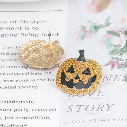 Demon pumpkin earrings with rhinestones