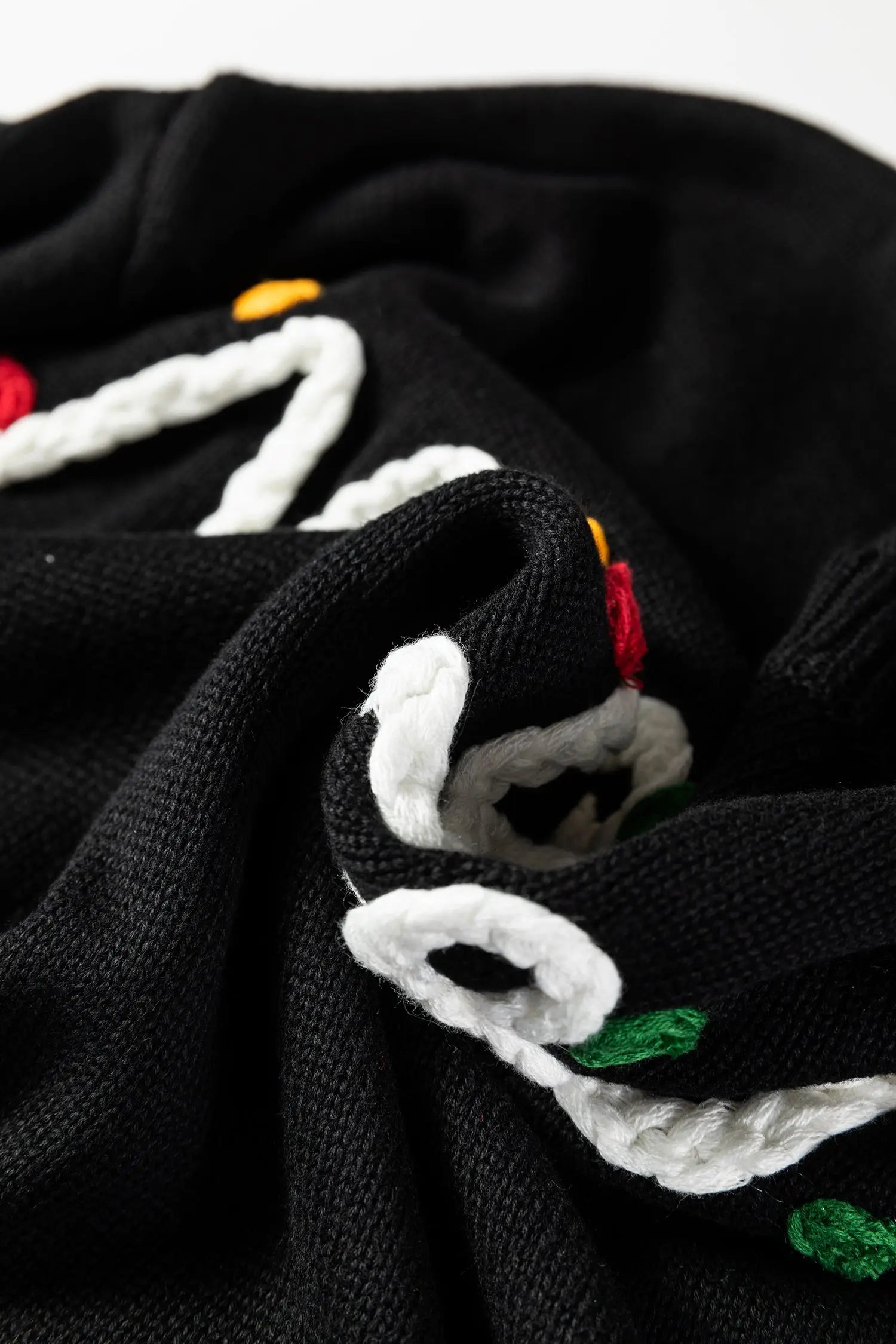 Black Merry Christmas Sweater With Colorful Dot Detail And Drop Shoulder Dear-Lover Dropshipping