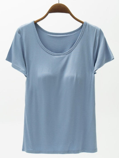 Round Neck Modal T-Shirt with Bra.